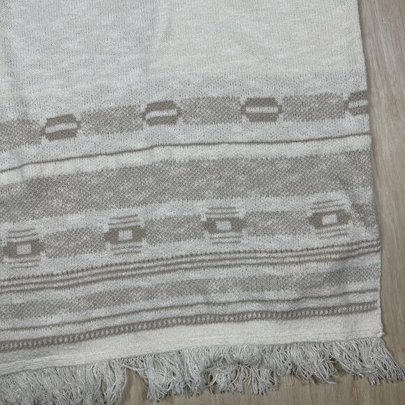 Old Navy Beige Cream Fringe Open Front Poncho Cardigan XL-XXL Boho Knit Wrap - Picture 12 of 13